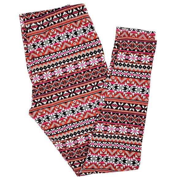 No Boundaries Holiday Leggings Juniors Small Fair Isle Snowflakes Christmas NEW - Picture 1 of 6